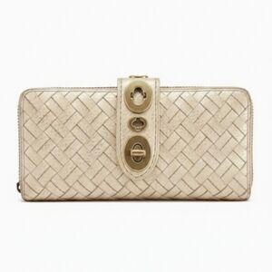 Coach Lili 65th Anniversary Legacy Woven Champagne Turnlock Wallet VERY RARE